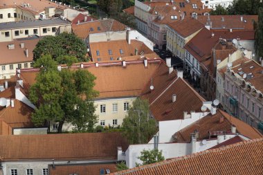 Vilnius, Litvanya - 3 Eylül 2023 - Eski şehrin havadan görünüşü