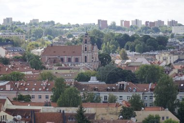 Vilnius, Litvanya - 3 Eylül 2023 - Eski şehrin havadan görünüşü