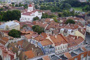 Vilnius, Litvanya - 3 Eylül 2023 - Eski şehrin havadan görünüşü