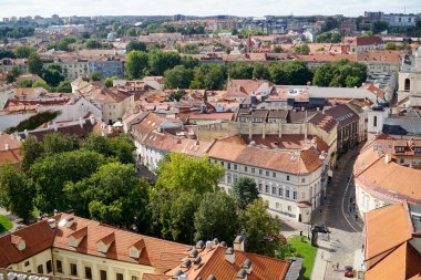 Vilnius, Litvanya - 3 Eylül 2023 - Eski şehrin havadan görünüşü