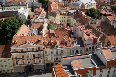 Vilnius, Litvanya - 3 Eylül 2023 - Eski şehrin havadan görünüşü