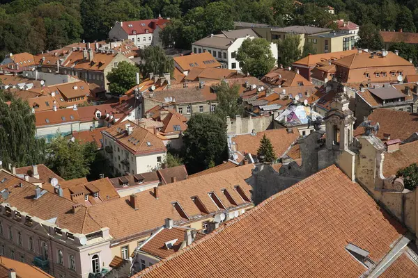 Vilnius, Litvanya - 3 Eylül 2023 - Eski şehrin havadan görünüşü