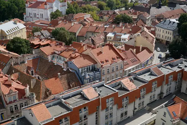 Vilnius, Litvanya - 3 Eylül 2023 - Eski şehrin havadan görünüşü