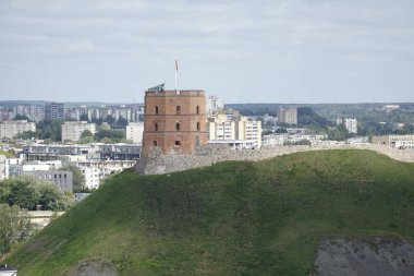 Vilnius, Litvanya - 3 Eylül 2023 - Gediminas Kalesi Kulesi