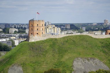 Vilnius, Litvanya - 3 Eylül 2023 - Gediminas Kalesi Kulesi