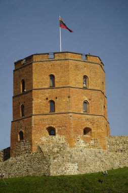 Vilnius, Litvanya - 3 Eylül 2023 - Gediminas Kalesi Kulesi