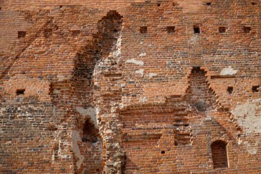 Ciechanow, Polonya - 8 Haziran 2024 Masovia Düklerinin Kalesi 'ndeki tuğla duvar