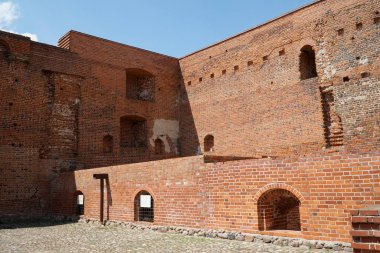 Ciechanow, Polonya - 8 Haziran 2024 Masovia Dük Kalesi 'ndeki avlu ve bodrumlar