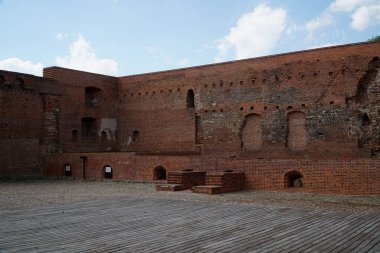 Ciechanow, Polonya - 8 Haziran 2024 Masovia Dük Kalesi 'ndeki avlu ve bodrumlar