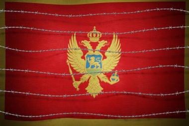 Karadağ bayrağı ve dikenli teller - 3 boyutlu illüstrasyon