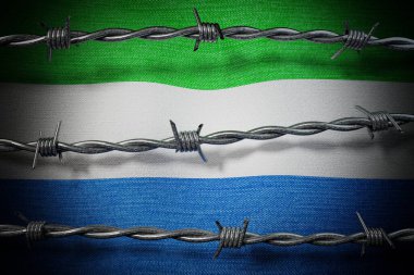 Sierra Leone bayrağı ve dikenli tel - 3 boyutlu illüstrasyon