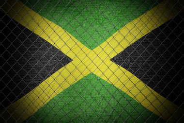 Jamaika bayrağı ve tel örgüler - 3 boyutlu illüstrasyon