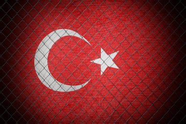 Türkiye bayrağı ve tel örgüler - 3 boyutlu illüstrasyon