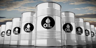 Birçok beyaz yağ varilleri - 3D illüstrasyon