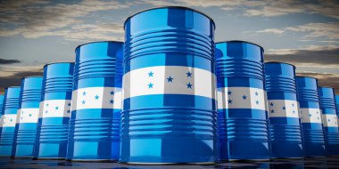 Honduras bayrağı taşıyan yağ varilleri - 3 boyutlu illüstrasyon