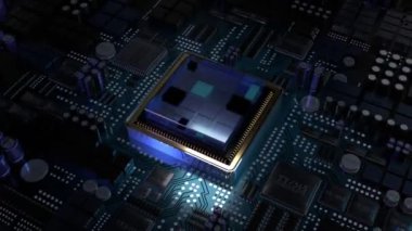 Bilgisayar işlemcisi ve ana kart - 3D 4k animasyon (3840 x 2160 px)