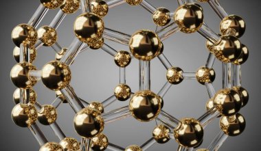 Altın küreli geometrik yapı - 3 boyutlu illüstrasyon