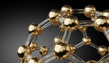 Altın küreli geometrik yapı - 3 boyutlu illüstrasyon