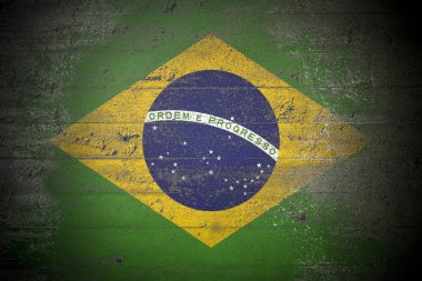 Brezilya bayrağı sert beton duvarda