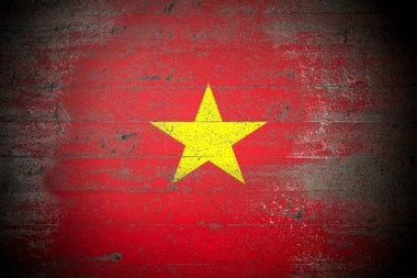 Sert beton duvarda Vietnam bayrağı
