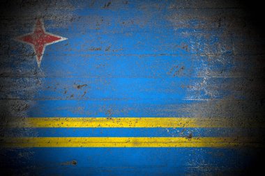 Sert beton duvarda Aruba bayrağı