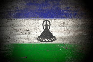 Sert beton duvarda Lesotho bayrağı