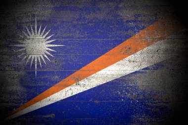 Marshall Adaları 'nın bayrağı sert beton duvarda