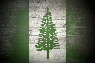 Sert beton duvarda Norfolk Adası bayrağı