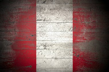 Sert beton duvarda Peru bayrağı