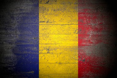 Romanya bayrağı sert beton duvarda