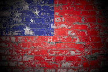 Tuğla duvarda Samoa bayrağı