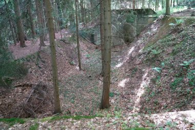 Osowka, Gluszyca, Polonya - 6 Ağustos 2024 - Nazi Nazi askeri üssü Projekt Riese 'deki tren istasyonunun kalıntıları