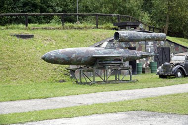 Ludwikowice Klodzkie, Poland - August 10th, 2024 - Nazi Germany V1 missile at Molke Military Technology Museum clipart