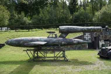 Ludwikowice Klodzkie, Poland - August 10th, 2024 - Nazi Germany V1 missile at Molke Military Technology Museum clipart