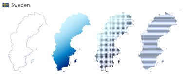 İsveç - özet, gradyan, noktalı ve geometrik ülke şekli