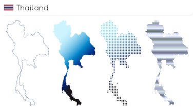 Tayland - dış hat, gradyan, noktalı ve geometrik ülke şekli