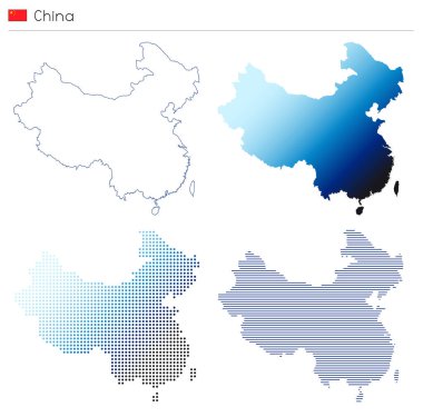 Çin - özet, gradyan, noktalı ve geometrik ülke şekli