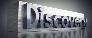 Discovery - Metal tipografik konsept - 3B illüstrasyon