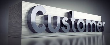 Müşteri - Metal baskı konsepti - 3D illüstrasyon