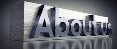Bizim hakkımızda - metal tipografik kavram - 3 boyutlu illüstrasyon