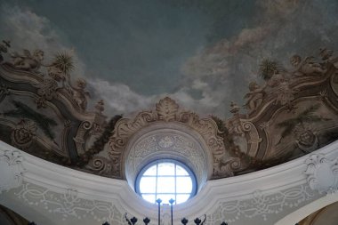 Walbrzych, Poland - August 12th, 2024 - Ksiaz Castle, Hochberg Family chapel and crypt - decorations on ceiling clipart