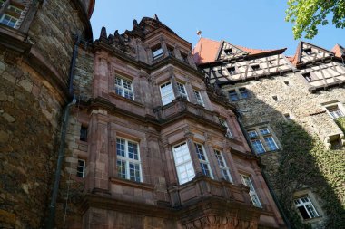 Walbrzych, Poland - August 12th, 2024 - Ksiaz Castle - external walls, view from below clipart