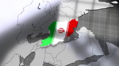 İran - ülke sınırı ve bayrağı - 4k 3D animasyon (3840 x 2160 px)