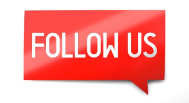 Follow us - speech bubble - 3D illustration