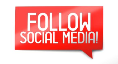 Follow social media - speech bubble - 3D illustration