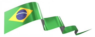 Brezilya bayrağı - beyaz arkaplanda izole edilmiş dalgalı kurdele - 3D illüstrasyon
