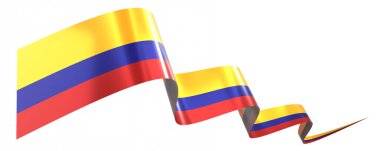 Kolombiya bayrağı - beyaz arkaplanda izole edilmiş dalgalı kurdele - 3D illüstrasyon