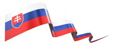 Slovakya bayrağı - beyaz arkaplanda izole edilmiş dalgalı kurdele - 3D illüstrasyon