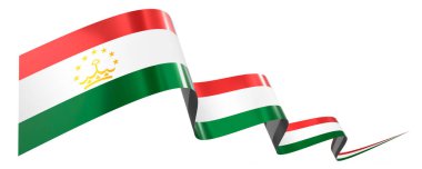 Tacikistan bayrağı - beyaz arkaplanda izole edilmiş dalgalı kurdele - 3D illüstrasyon