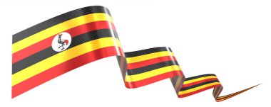 Uganda bayrağı - beyaz arkaplanda izole edilmiş dalgalı kurdele - 3D illüstrasyon